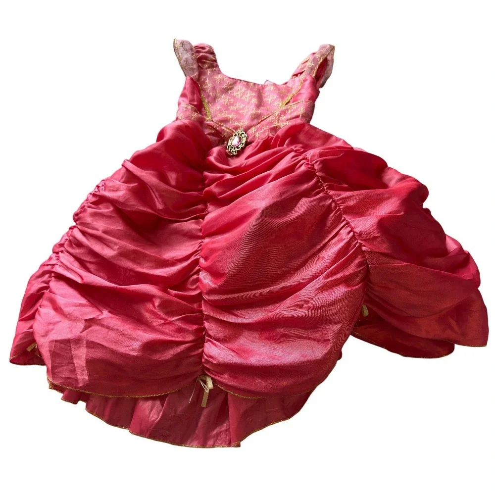 Pink Princess Costume Dress Gold Glitter Filigree Need Dry Clean Toddler Girls